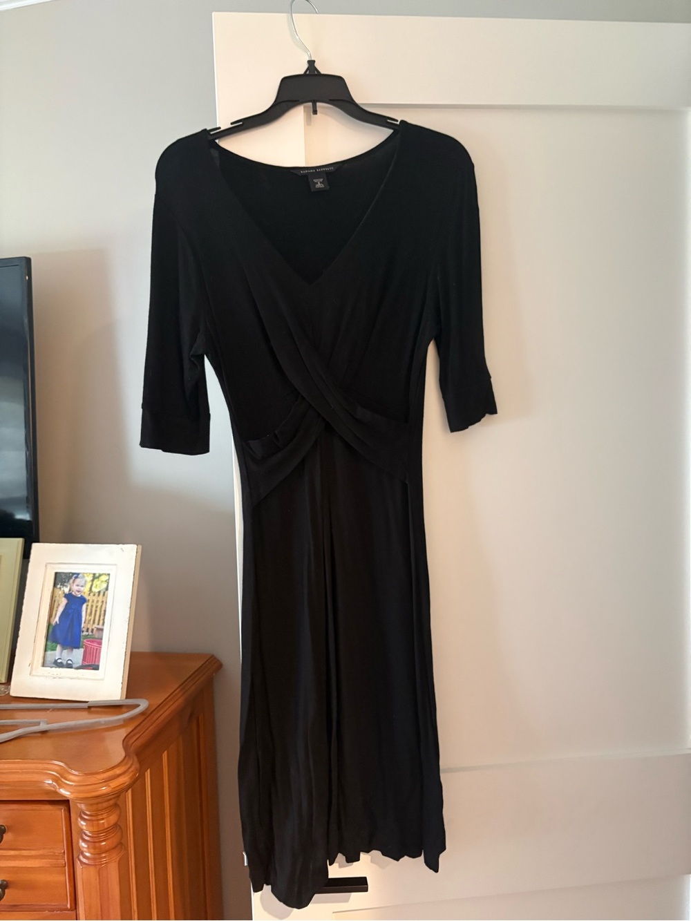 Banana Republic Black Wrap-Style Midi Dress
